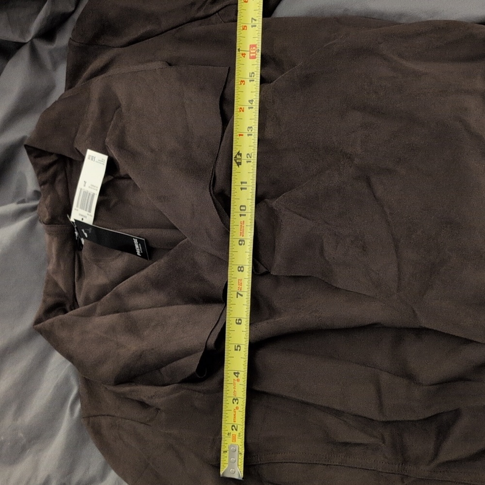 Brown Suede Cardigan Size XL - Picture 9 of 12